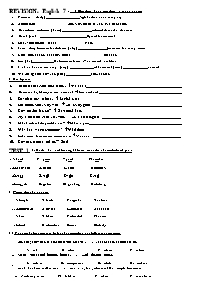 Bài tập ôn tập Tiếng Anh Khối 7